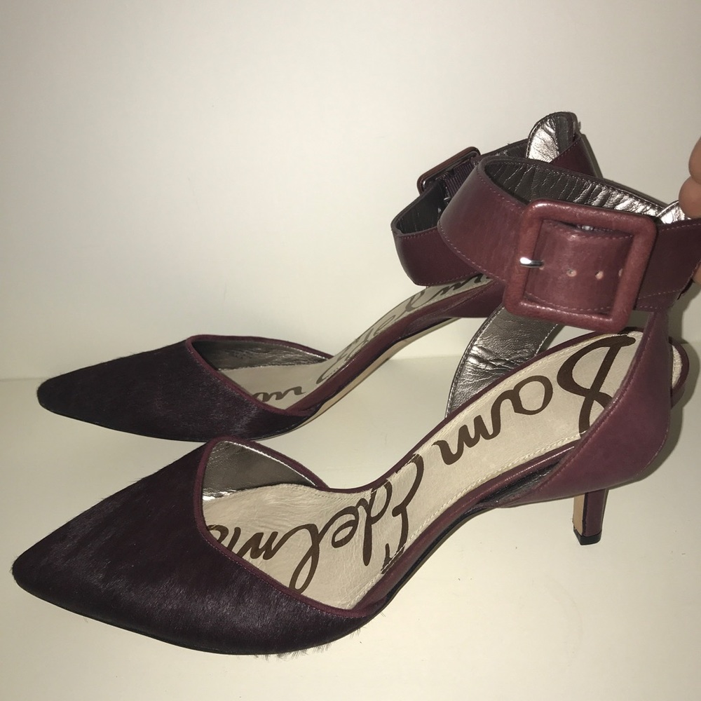 NEW Sam Edelman slug back pumps with real cow fur.